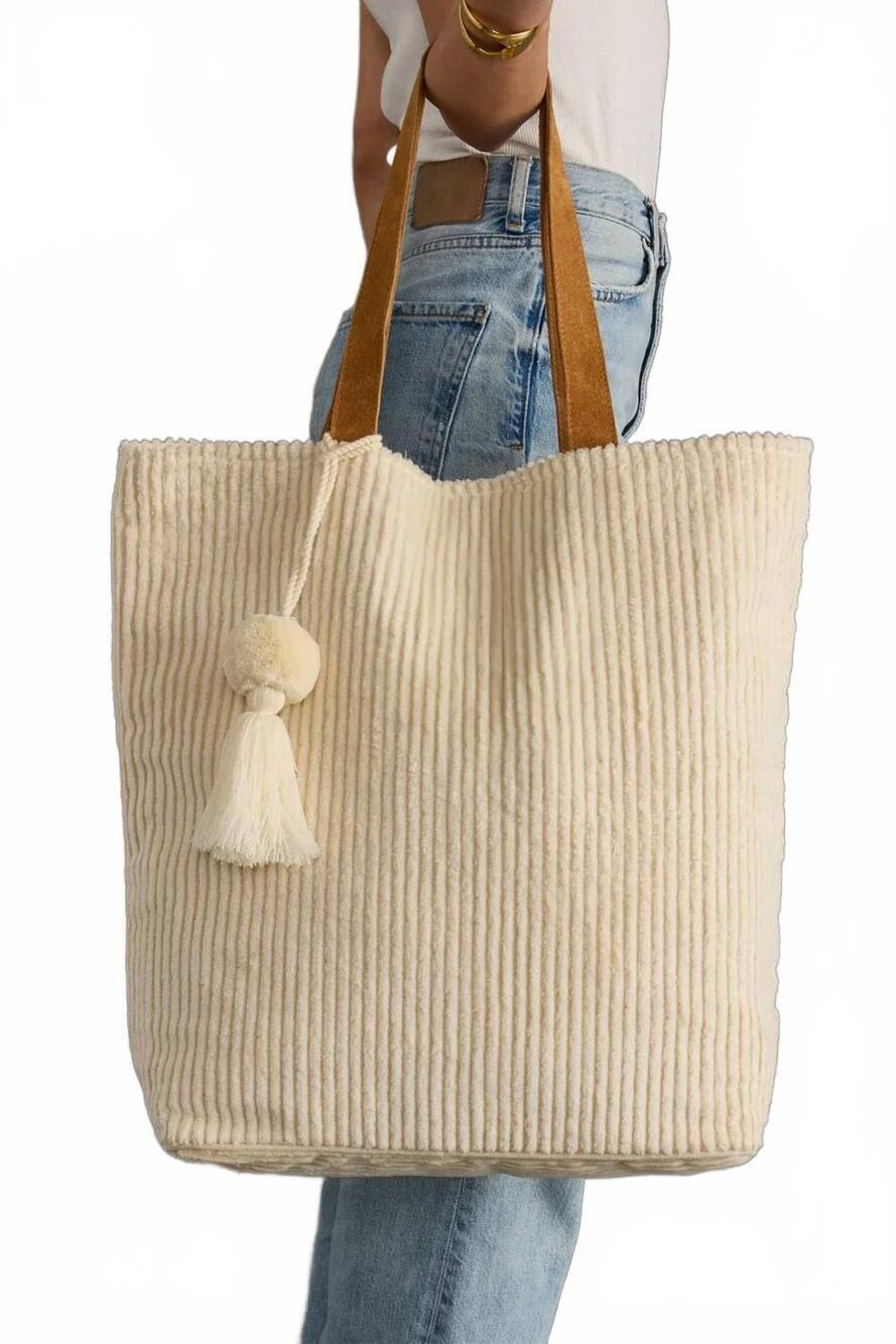 NEW PANACHE women's corduroy tote bag in cream